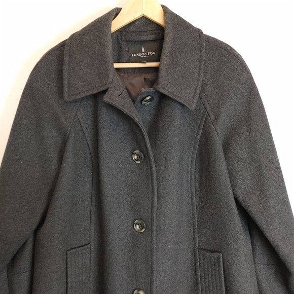 London Fog Dress Coat Men's Sz XL Dark Gray with Pockets - Picture 2 of 7